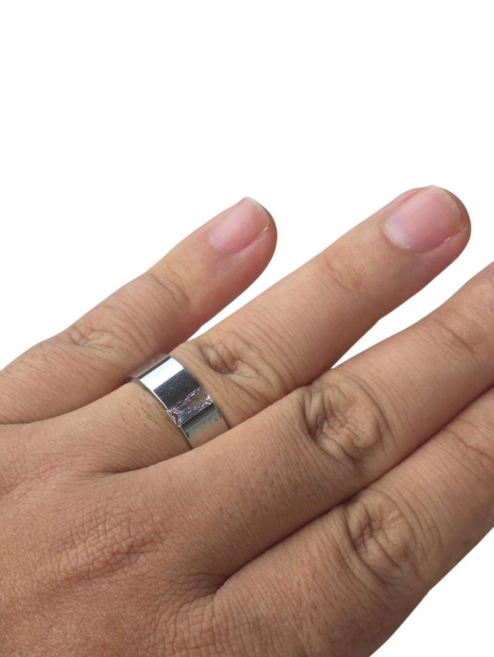 New Stainless Steel Ring With Cubic Zirconia Stone (Size 11) Unisex - Picture 5 of 6